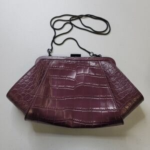 Zac Posen new yourk  Le spoke  croissant reptile print leather clutch/ b…